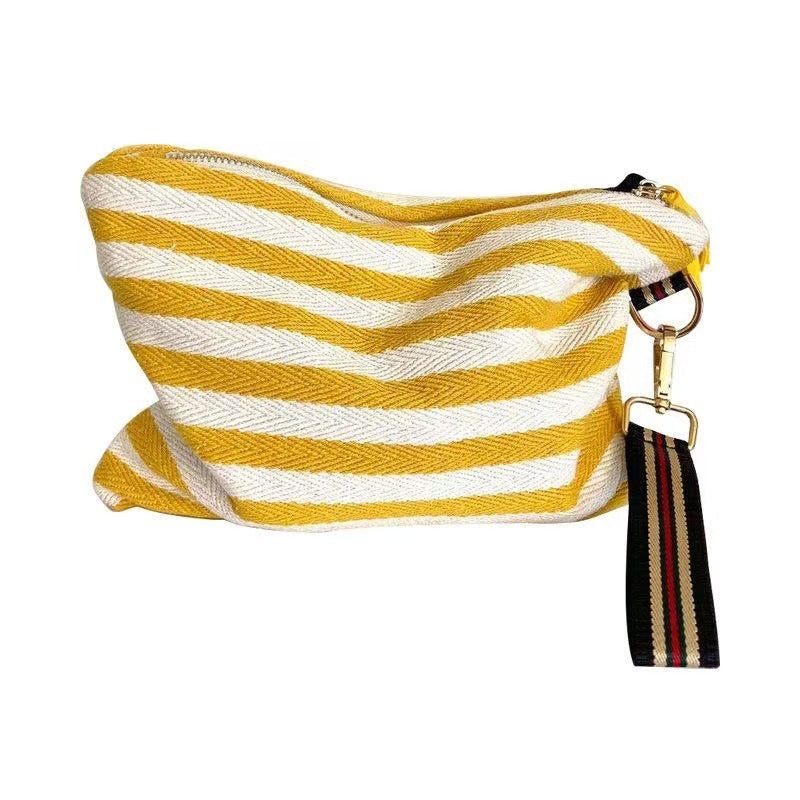 Large Capacity Handmade Personality Canvas Striped Tassel Handbags