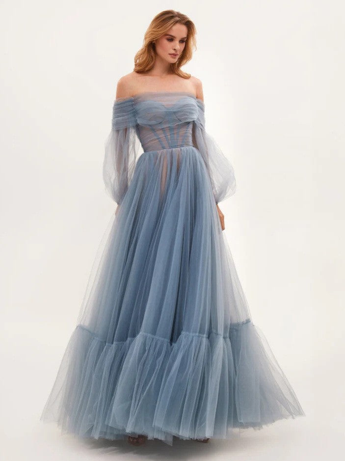 Women's Long Mesh Sleeve Dress Tulle Clothing
