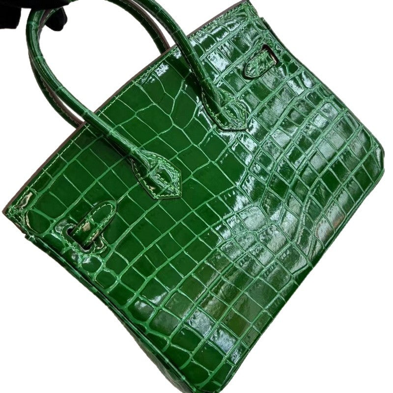 Women's Genuine Leather Shiny Patent Crocodile Pattern Bags