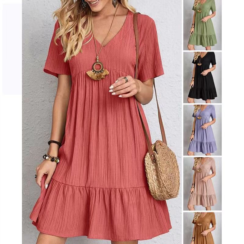 Fashion Hot Summer Solid Color Cake Dress
