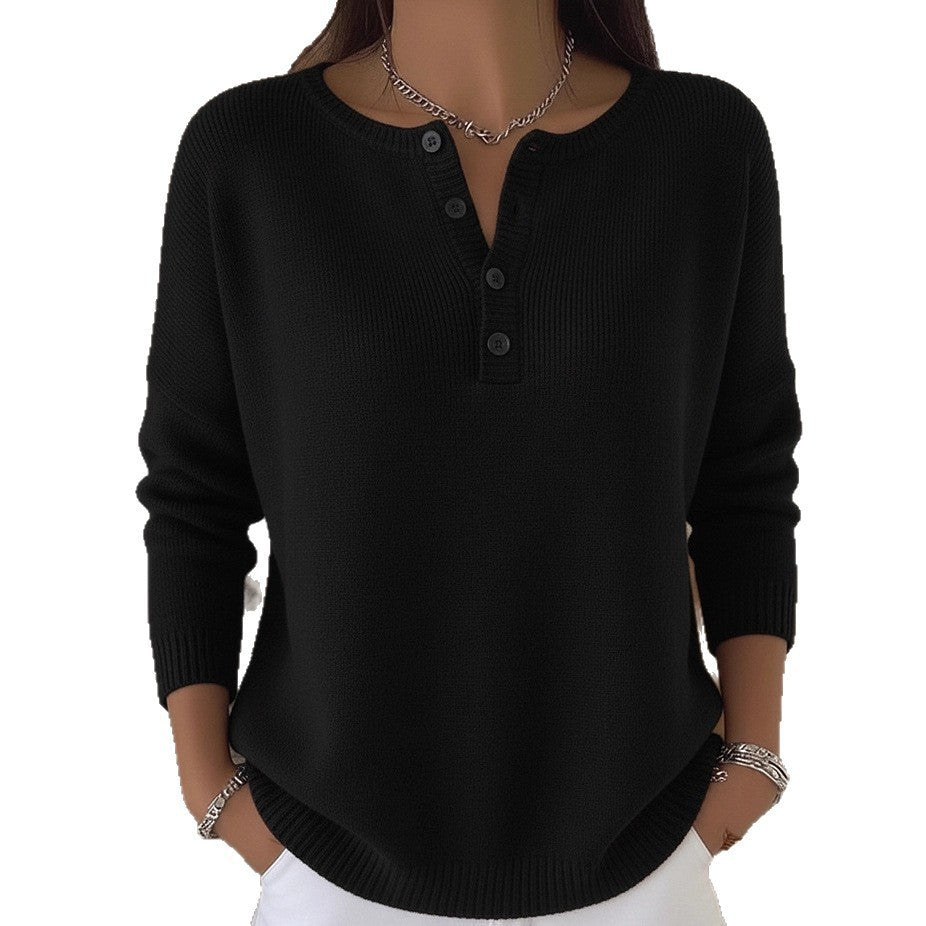Women's Woolen Button Solid Color Christmas Casual Sweaters