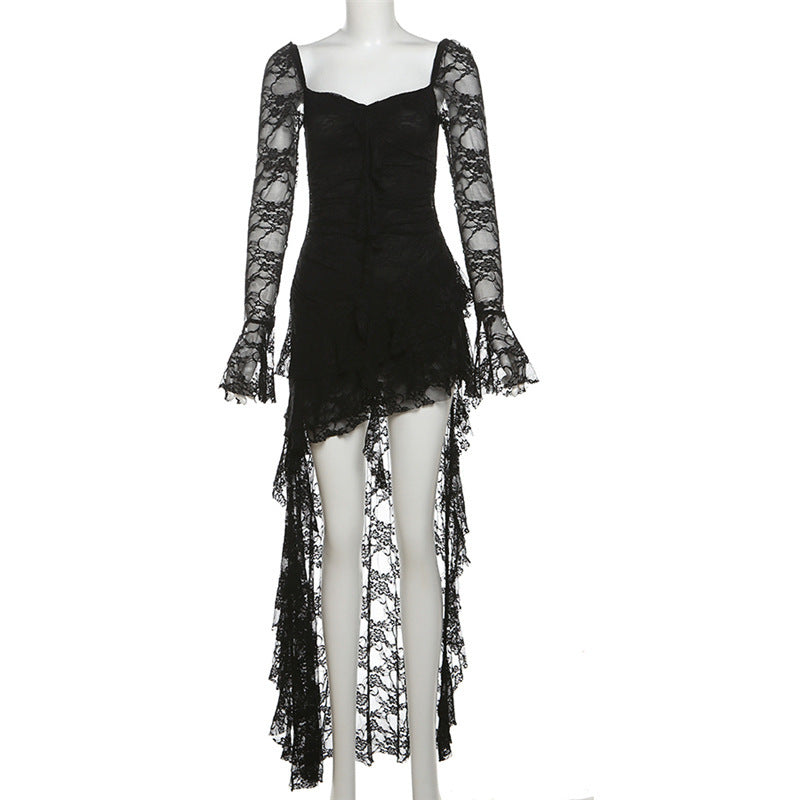 Women's Autumn Sexy Pure Style Lace Long Dresses