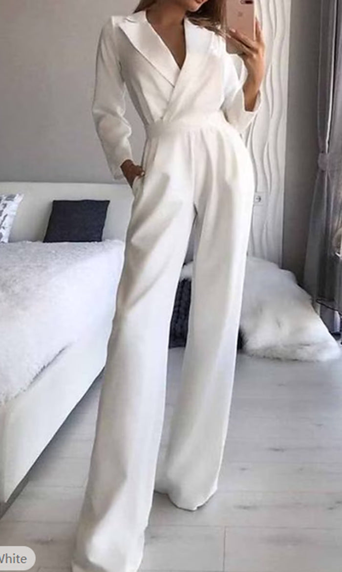 Chinese Long Style Slant Temperament Commute Jumpsuits