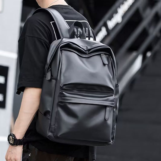 Men's Leather Large Capacity Junior High College Backpacks