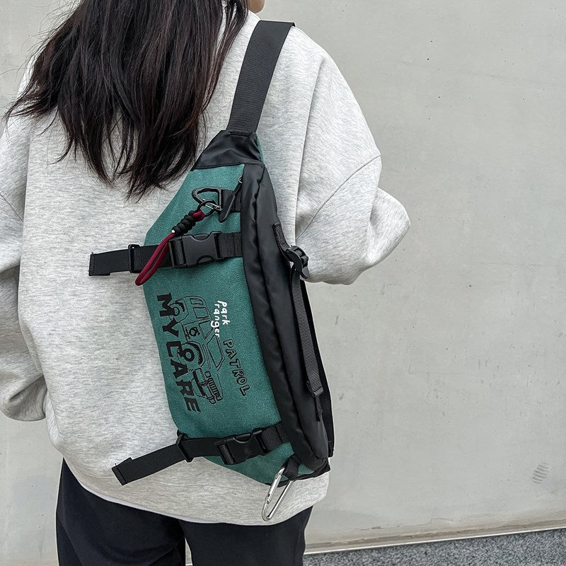 Men's Leisure Slanted Fashion Trendy Gadget Function Men's Chest Bags