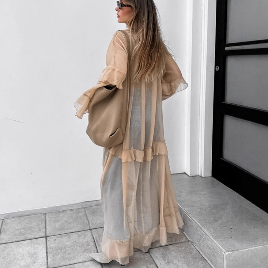 Women's Ruffled Dress Fashion Sun Protective Long Dresses