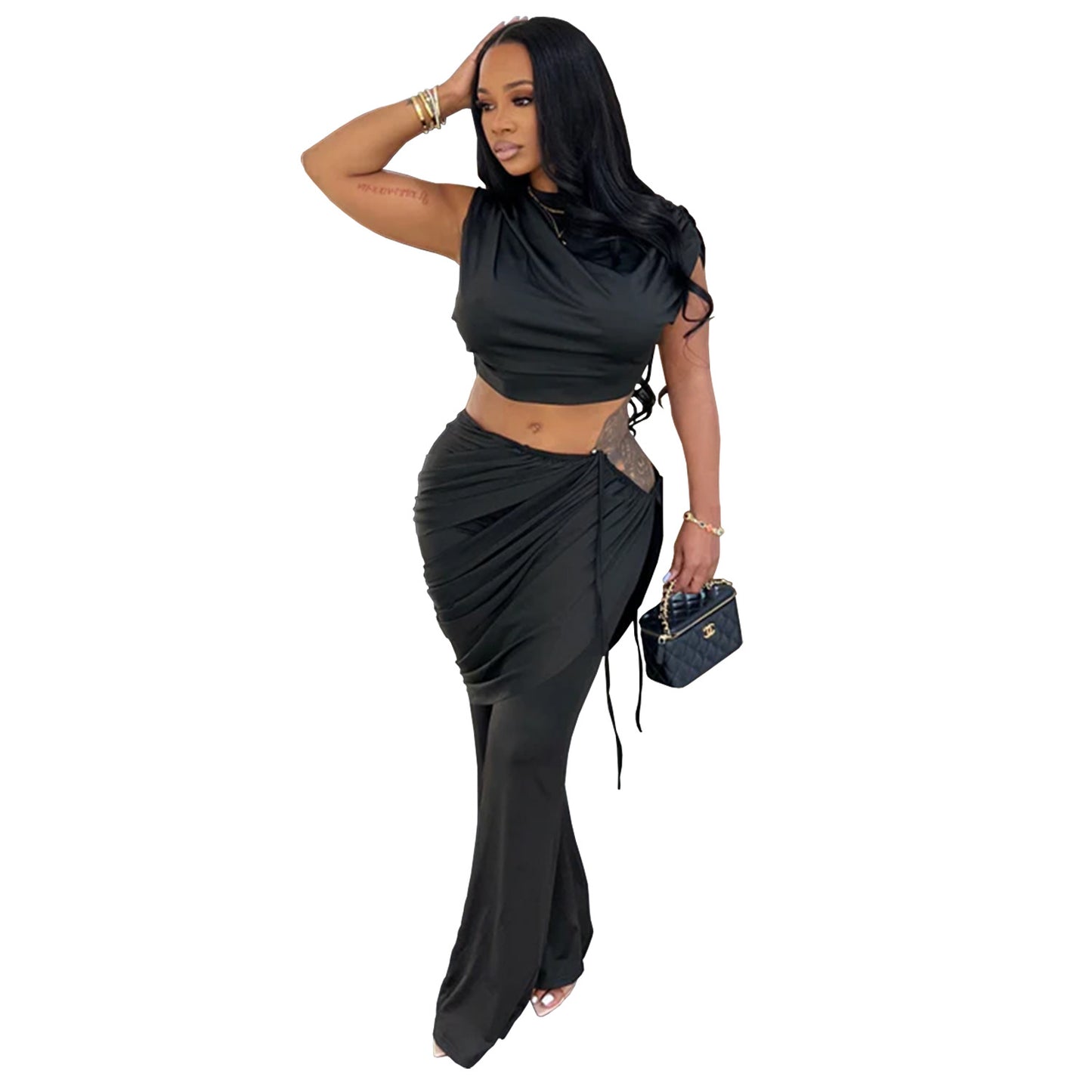 Women's Fashion Wear Casual Sleeveless Trousers Two-piece Suits