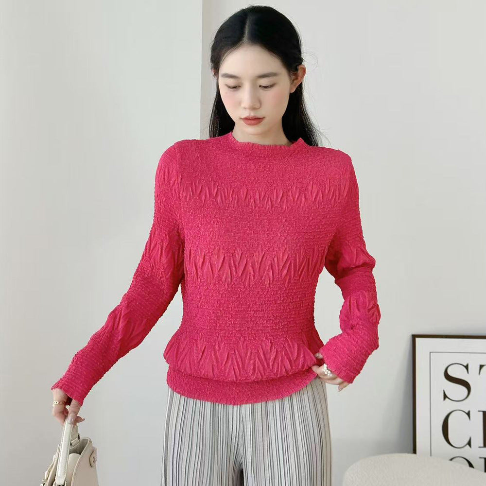 Autumn Round Neck Bottoming Shirt Temperament Western Blouses