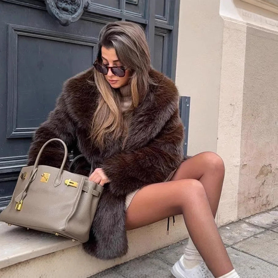 Women's Street Fashion Faux Fur Warm Coats