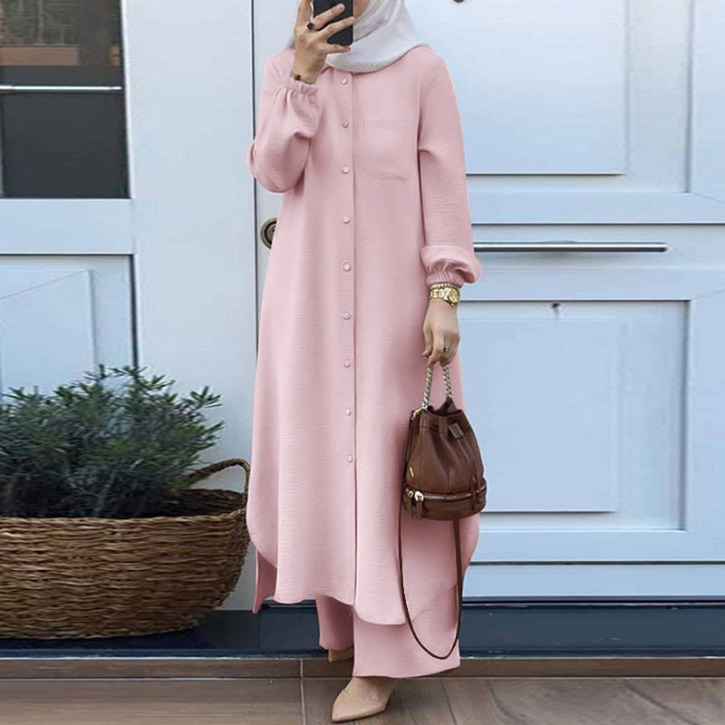 Women's Arab Style Two-piece Long-sleeved Shirt Trousers Suits