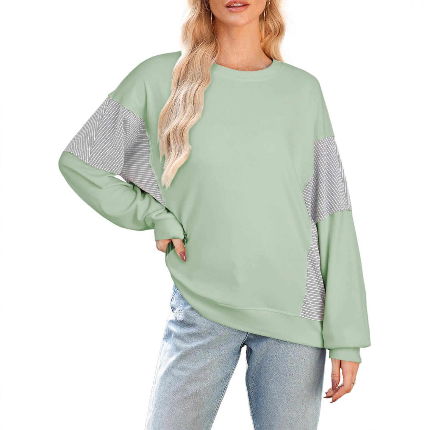 Women's Fashion Striped Crew Neck Versatile Casual Women's Sweater, Sweater