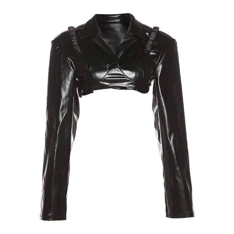 Women's Autumn Fashion Long Sleeve Lapel Bare Midriff Jackets