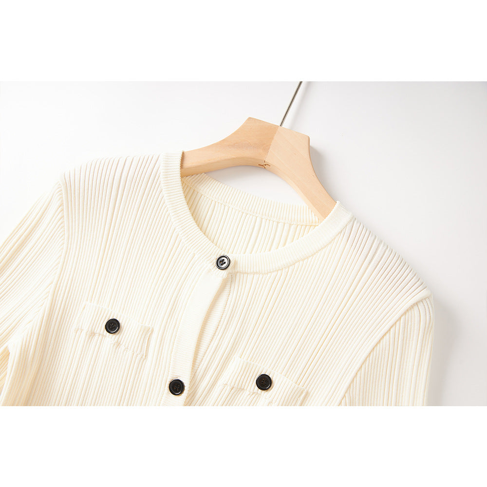 Autumn Round Neck Knitted Dress Elegant Dresses
