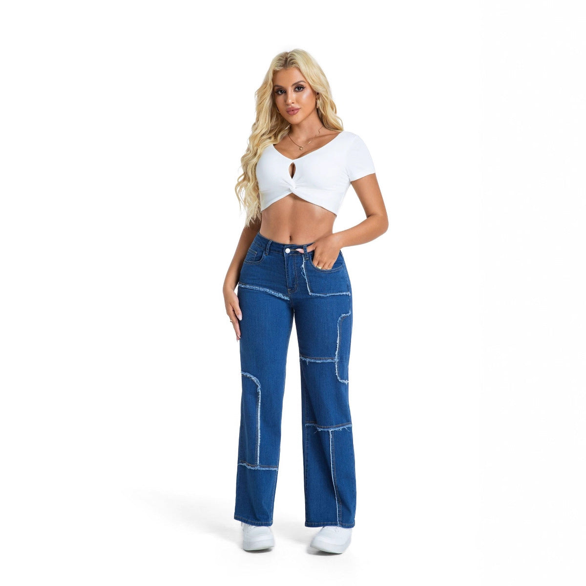 Women's Retro Loose Straight Cargo Trousers Women's Jeans