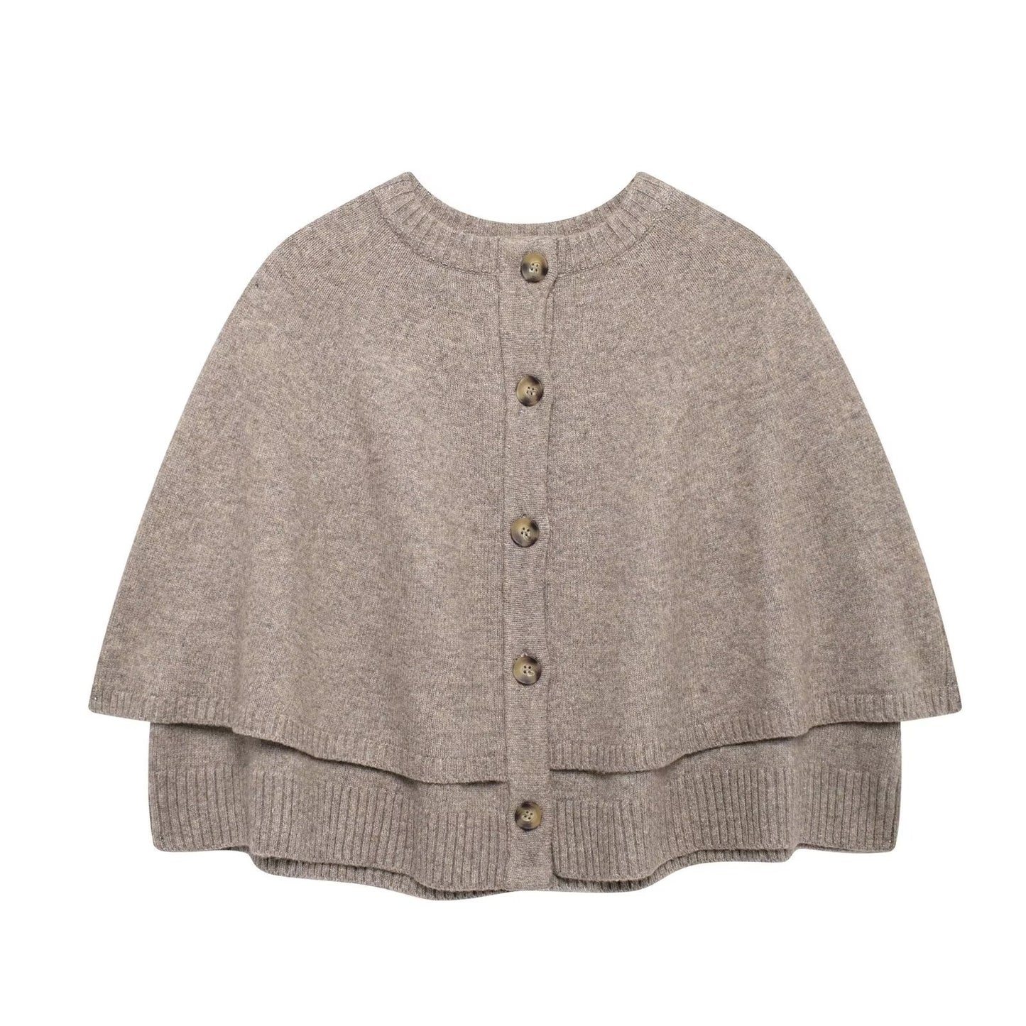 Women's Autumn Fashionable Cape Design Round Neck Coats