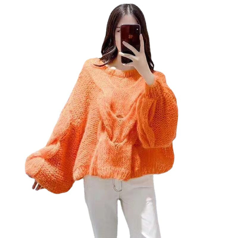 Mohair Thick Needle Hand-woven Twist Female Sweaters