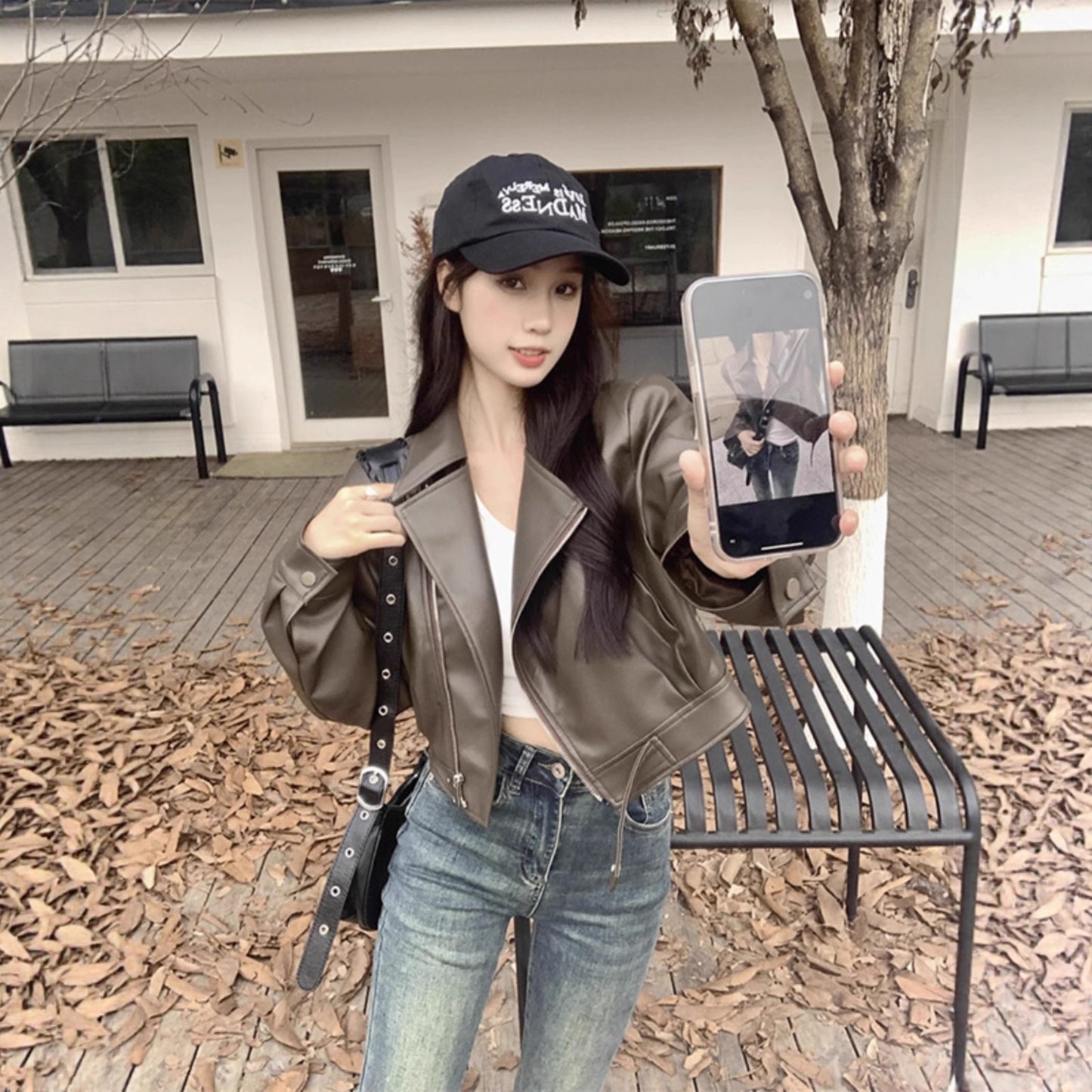 Women's Leather Retro Loose Fried Street Long Jackets