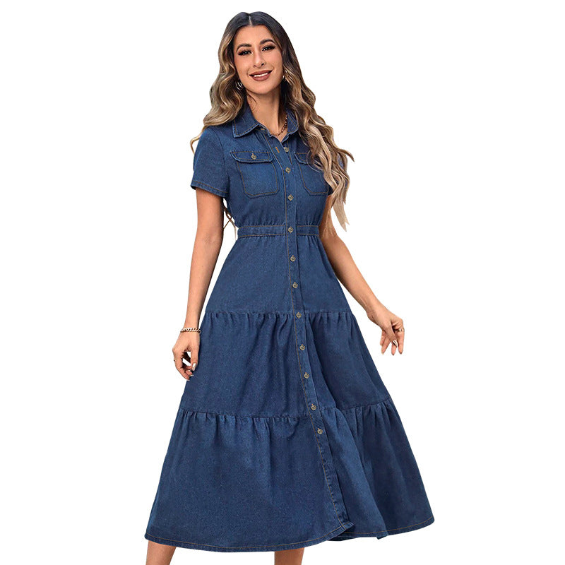 Women's Lapel Button Long Pocket Sleeve Pattern Plus Size
