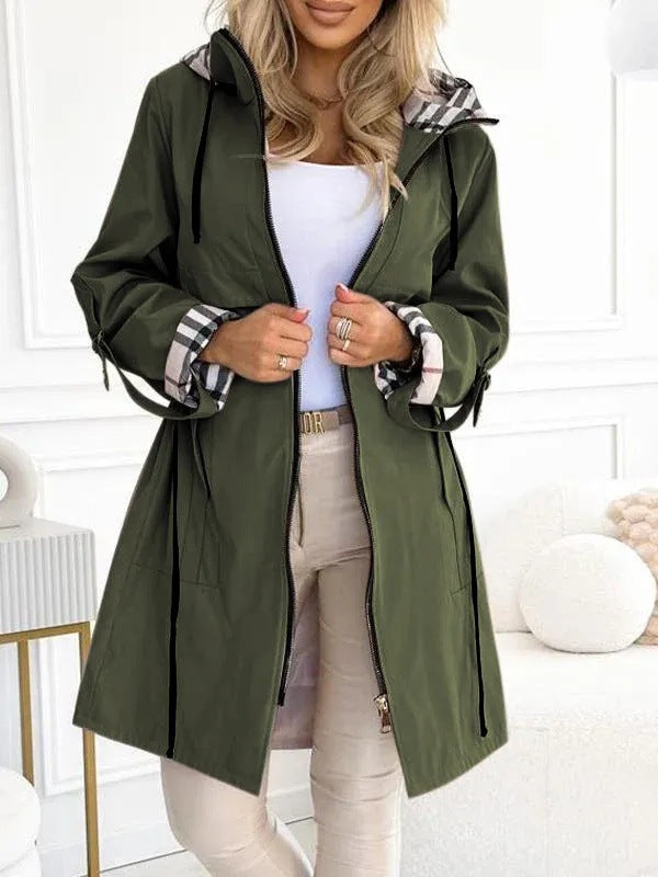 Graceful Innovative Glamorous Hooded Plaid Casual Jackets