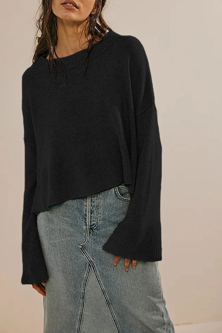 Women's Solid Color Flared Sleeves Pullover Fashion Sweaters