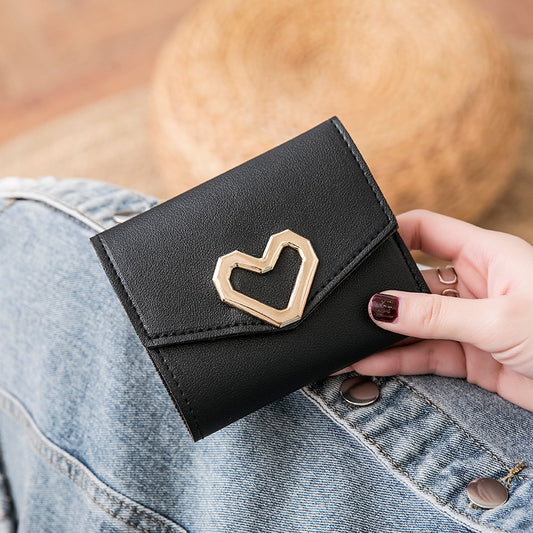 Women's Short Three-fold Love Straight Hair Ladies Wallets