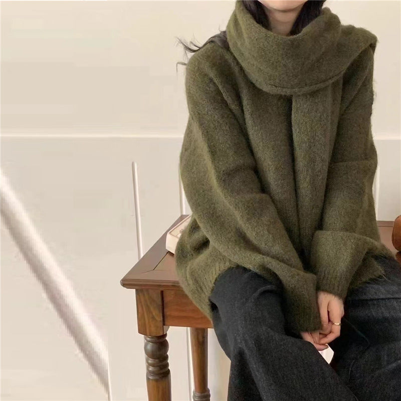 Women's Idle Knitted Pullover Scarf Thickened Soft Sweaters