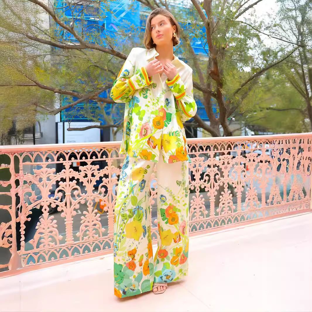 Printing Lace Color Block Holiday Leisure Fashion Casual Suit