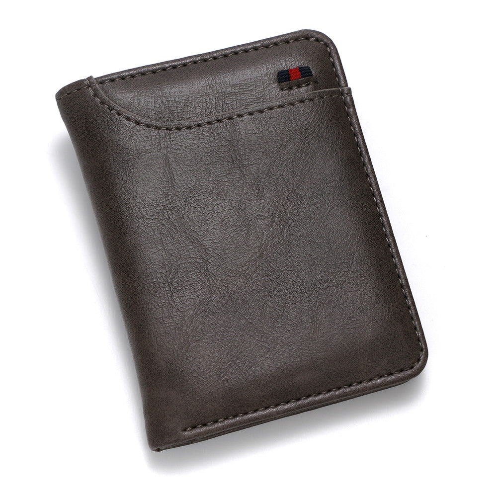 Men's Short Retro Two-fold Multiple Slots Oil Card Holder