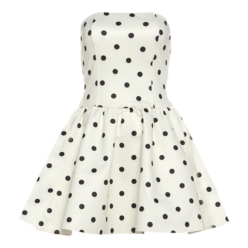 Women's High-grade Polka Dot Vintage Print Bandeau Dresses