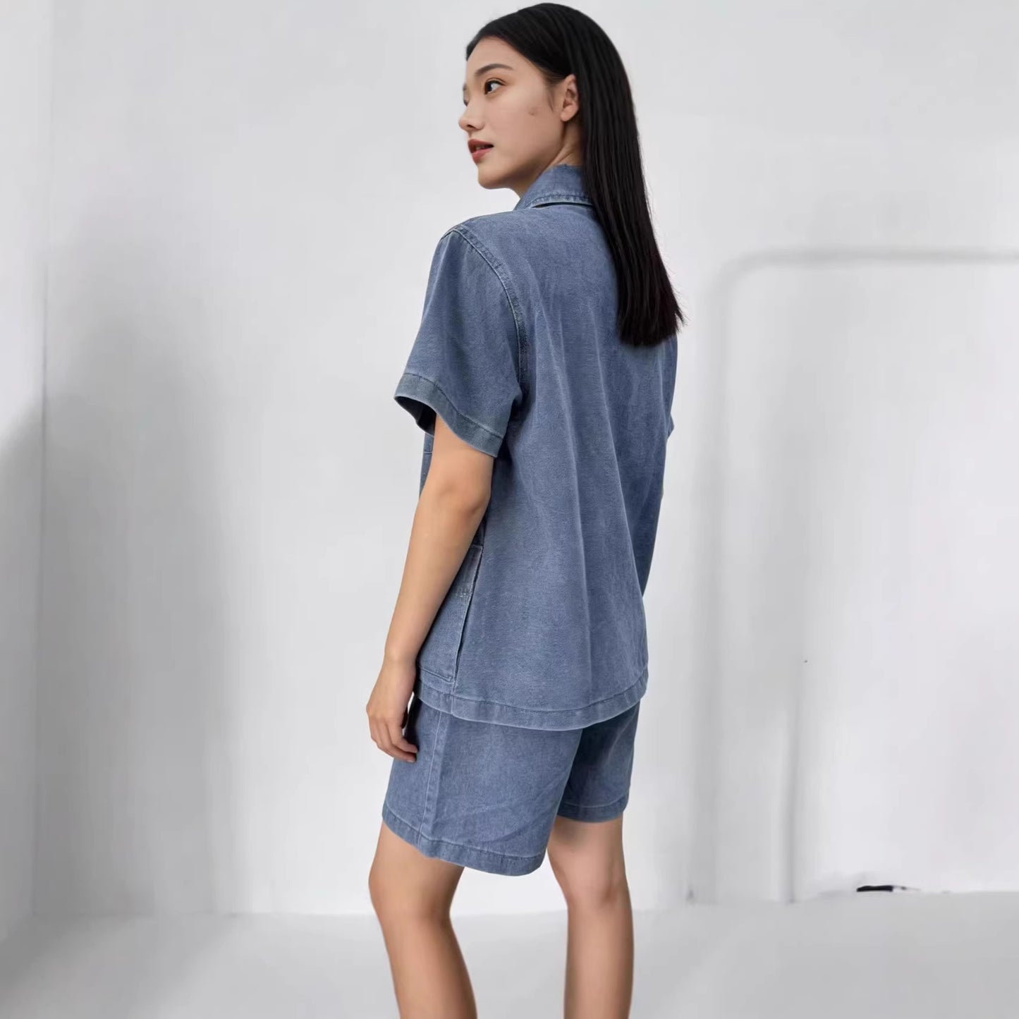 Women's Casual Polo Collar Elastic Waist With Pocket Suits