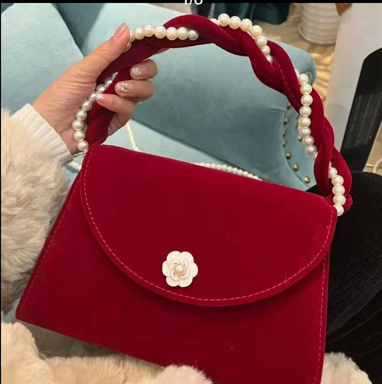 Women's Western Style Engagement Female Bride Veet Shoulder Bags