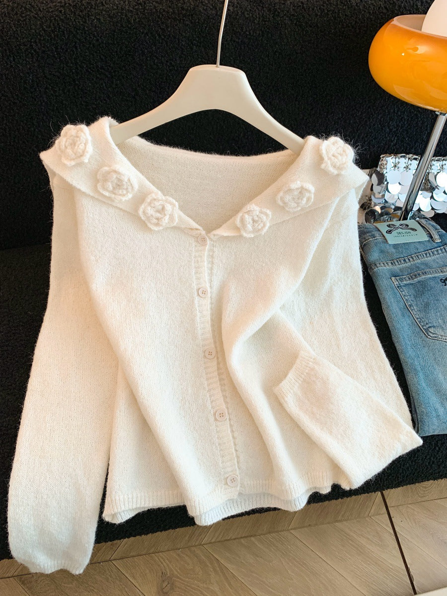 Women's Three-dimensional Flower Soft Glutinous High-grade Idle Sweaters