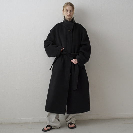 Women's Collar Wool Overcoat Korean Hepburn Profile Coats