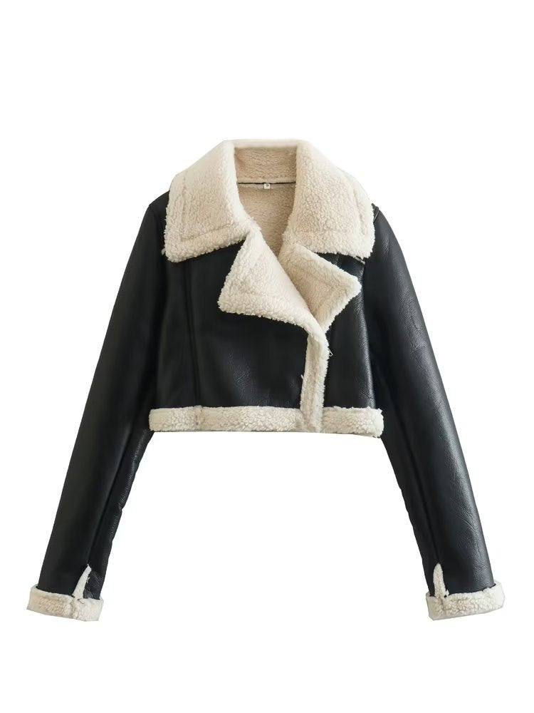 Double-sided Loose Collar Zipper Ornament Fur Jackets
