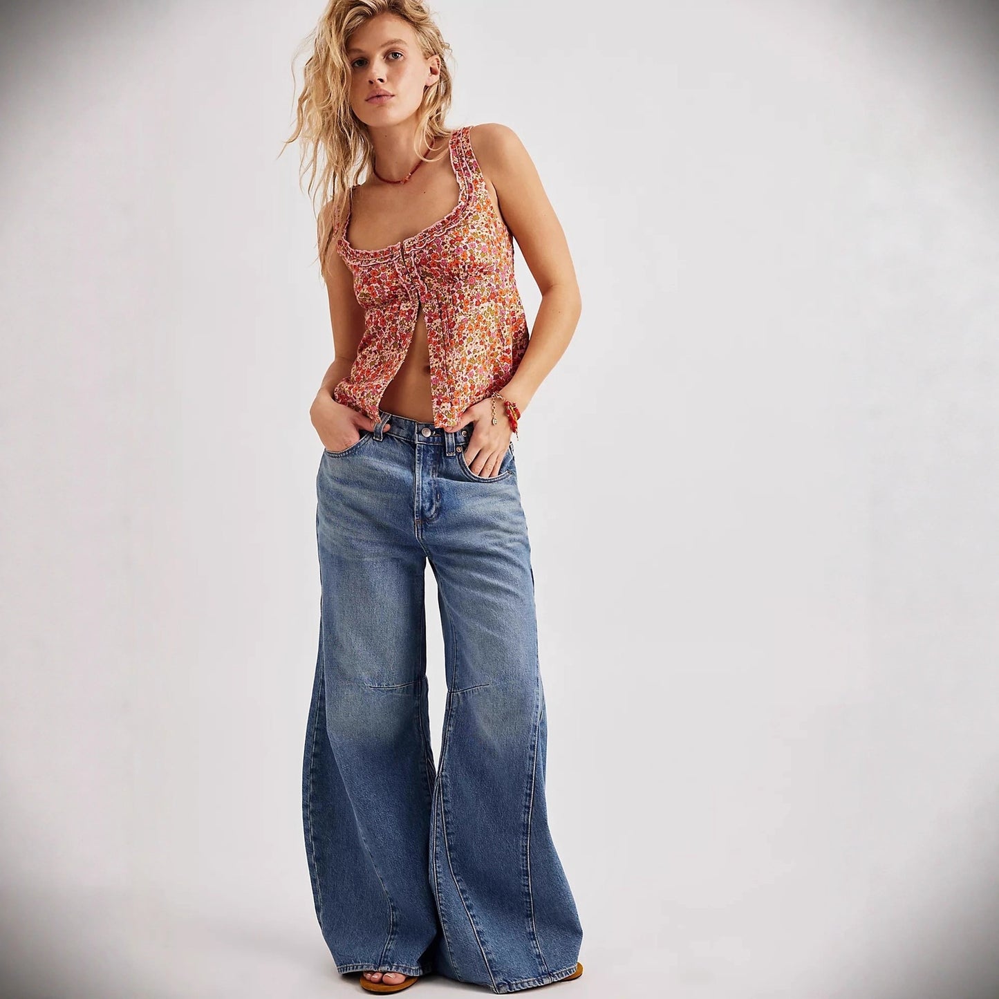 Women's Autumn Retro High Waist Wide Leg Jeans