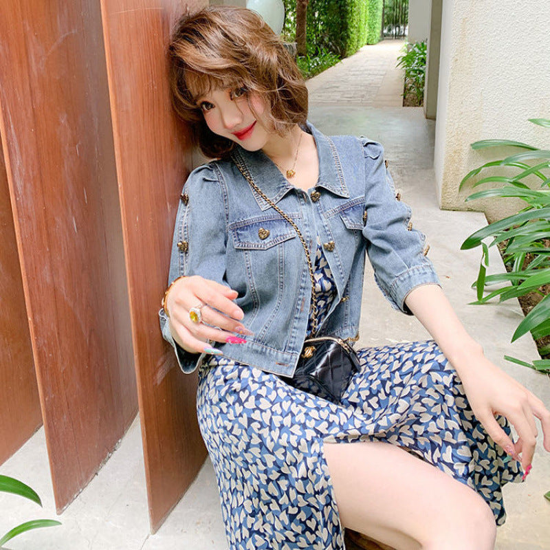 Women's Retro Blue Denim Design Sense Niche Coats