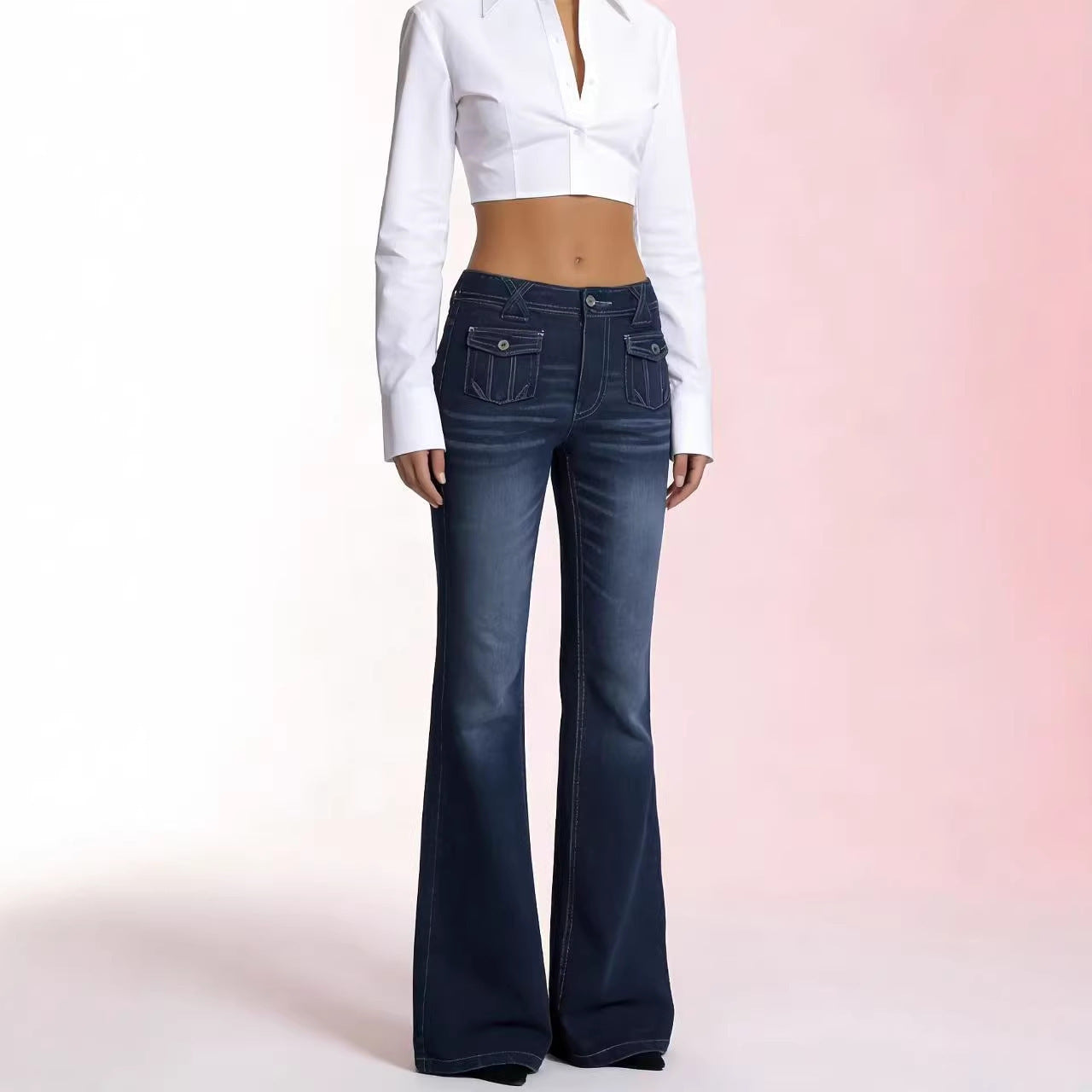 Women's Fashion Personalized High Waist Flared Women's Jeans