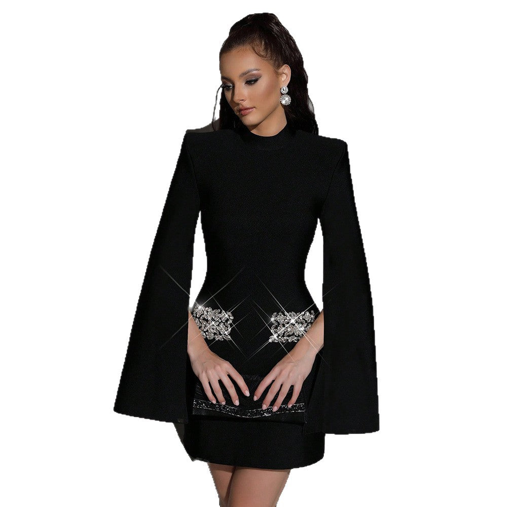 Women's Diamond Dress Long Sleeve For Birthday Dresses