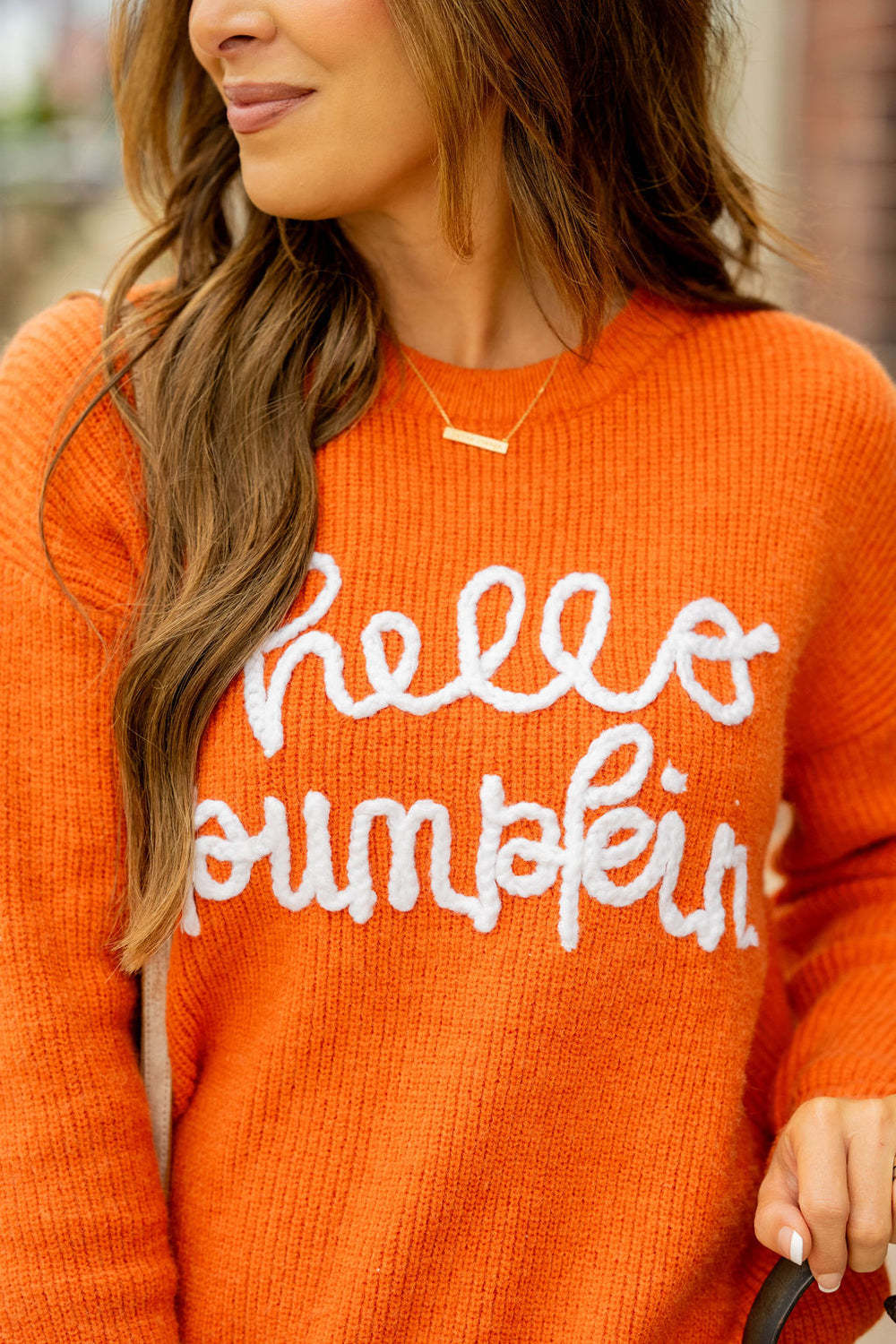 Women's Orange Halloween Letter Embroidery Loose Sweaters