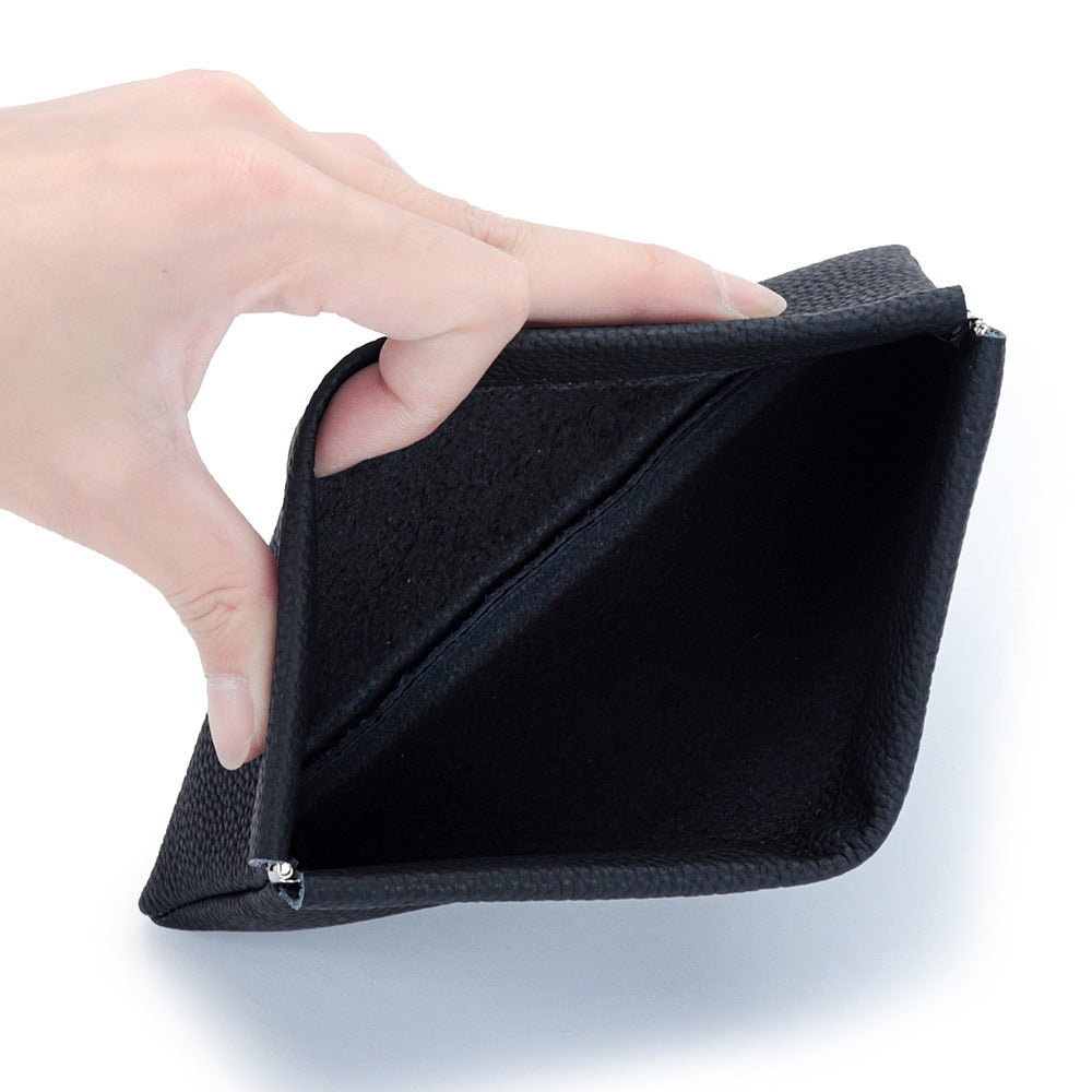 First Layer Cowhide Lady's Simple Long Automatic Closure Ladies Wallets