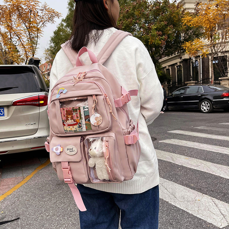 Canvas Pure Colored Fresh Korean Style Middle School Students' Schoolbags