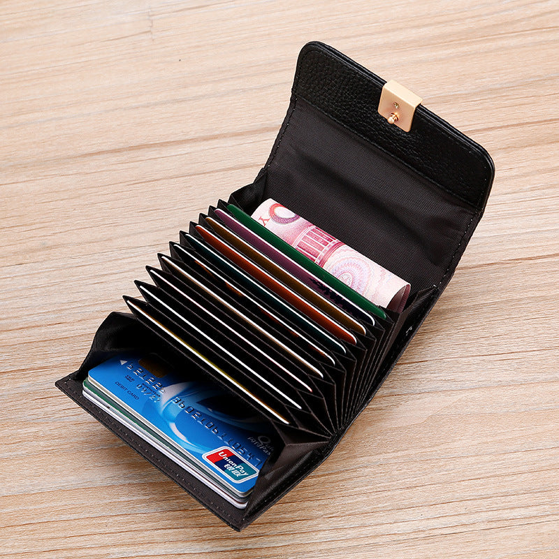 Women's Simple Genuine Leather Cowhide Multiple Slots Card Holder