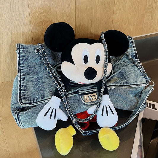 Classy Denim Trendy Mickey Vacation Chain Crossbody Bags