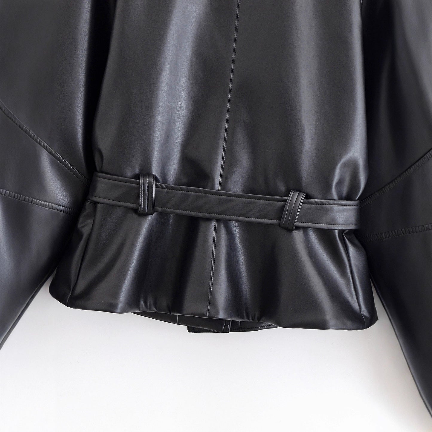 Women's Fashion Casual Black Leather Wind Jackets