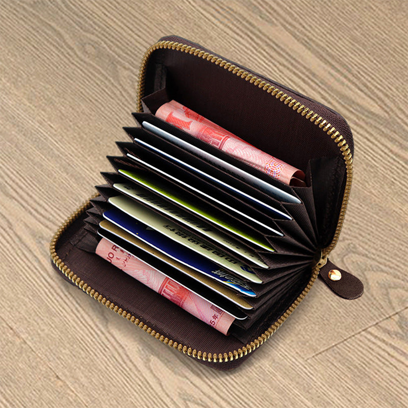 Oil Wax Vintage Organ Multifunctional Multi Card Holder