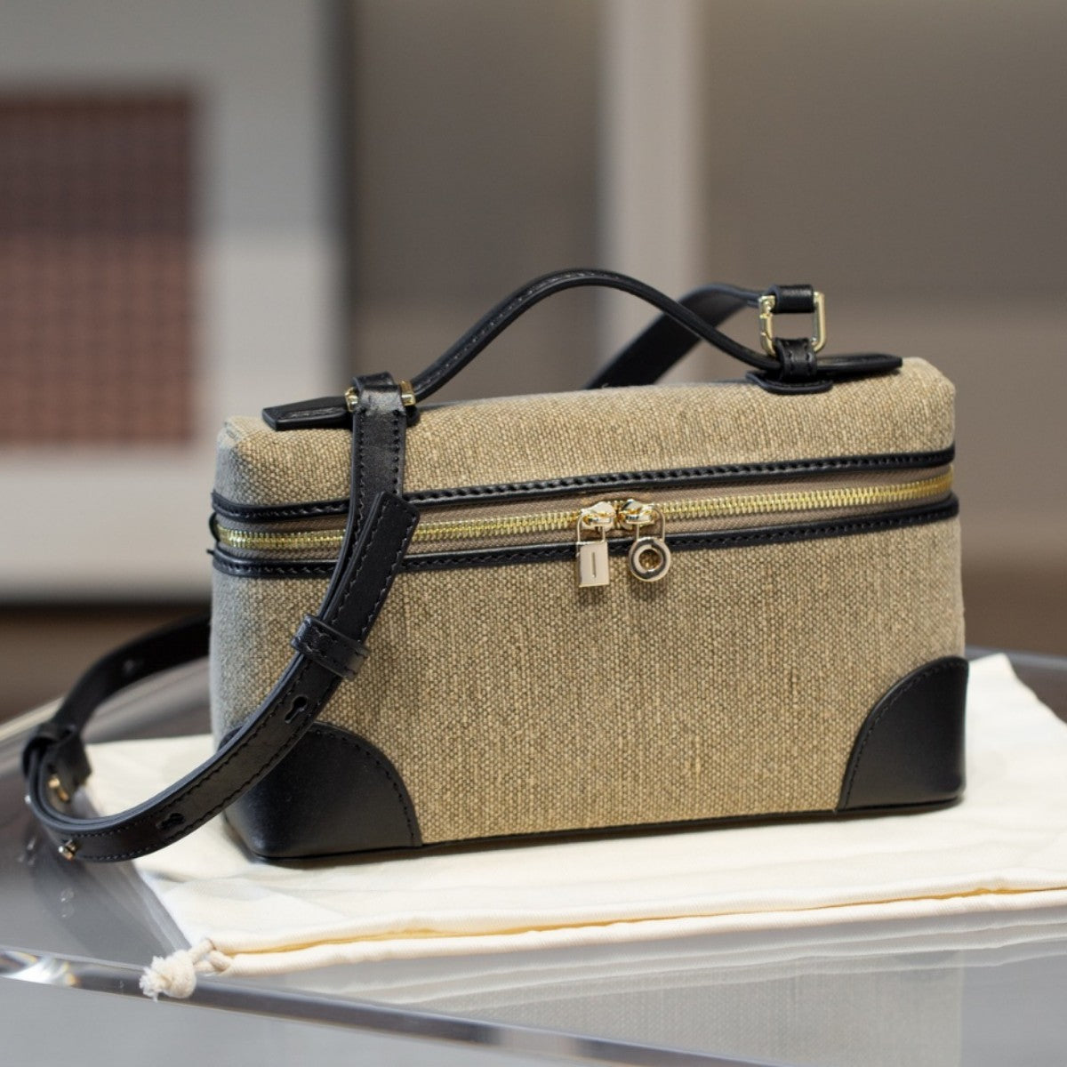 Glamorous Women's Lunch Box Canvas Leather Bags