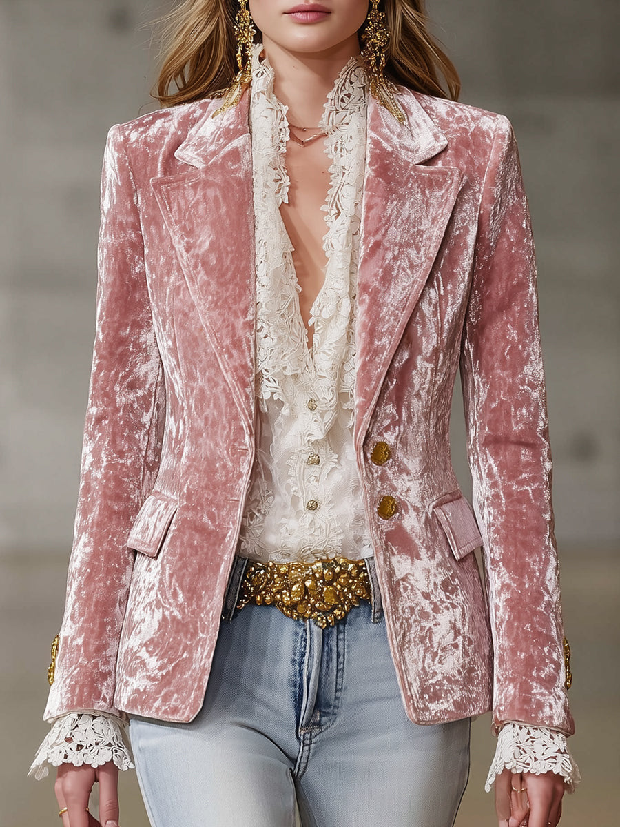 Women's Lapel Long Sleeve Fashion Slim Pocket Blazers