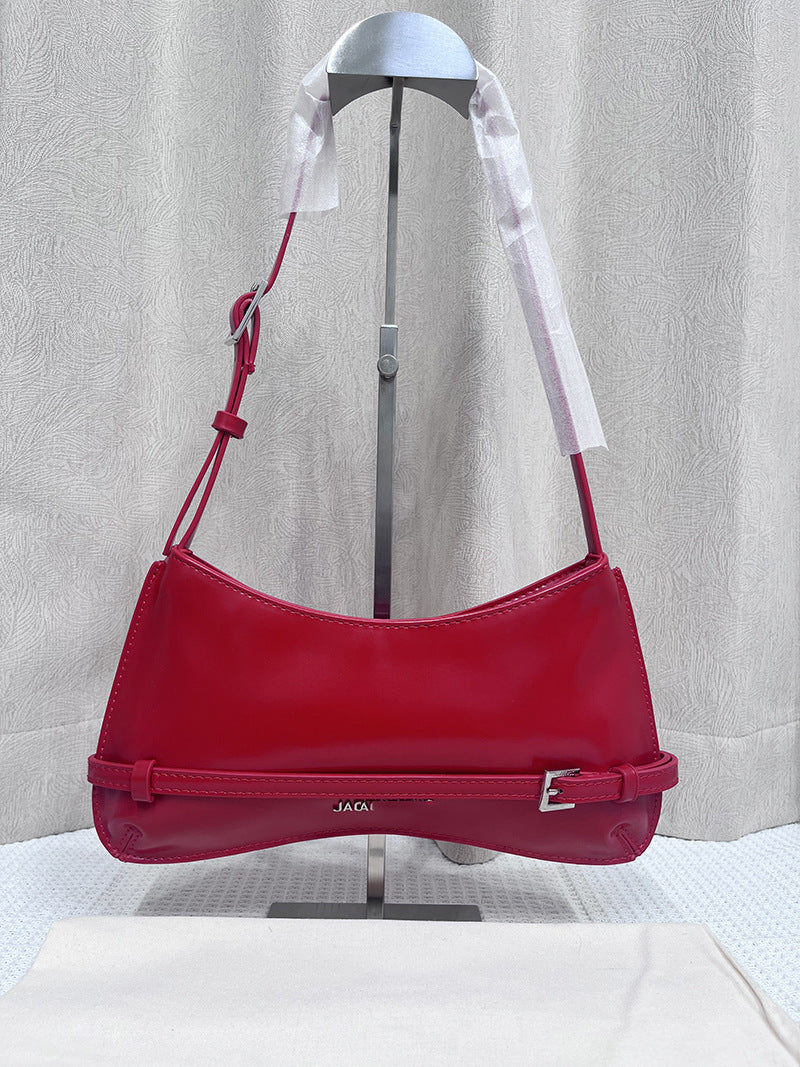 Leather Glossy Vintage Baguette Underarm High-grade Armpit Bags