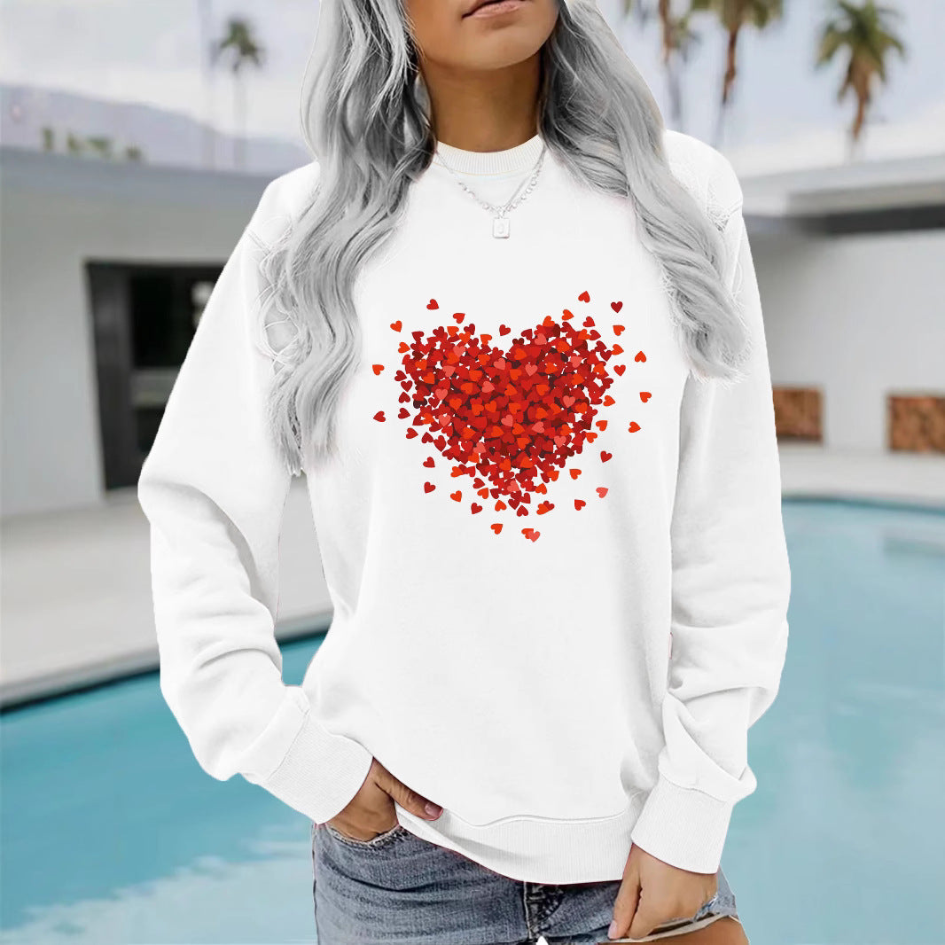 Women's Casual Long-sleeved Round Neck Heart Shape Sweaters