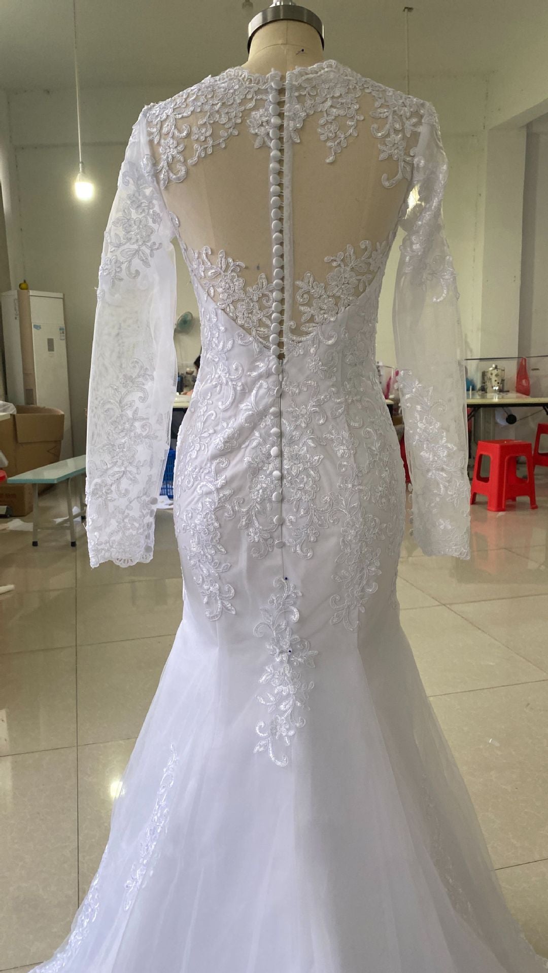 Dress European Fishtail Long Sleeve Exposed Wedding Dresses